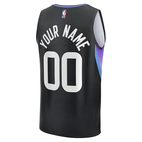 Utah Jazz  Youth Fast Break Custom Replica Jersey - Black  - Statement Edition
