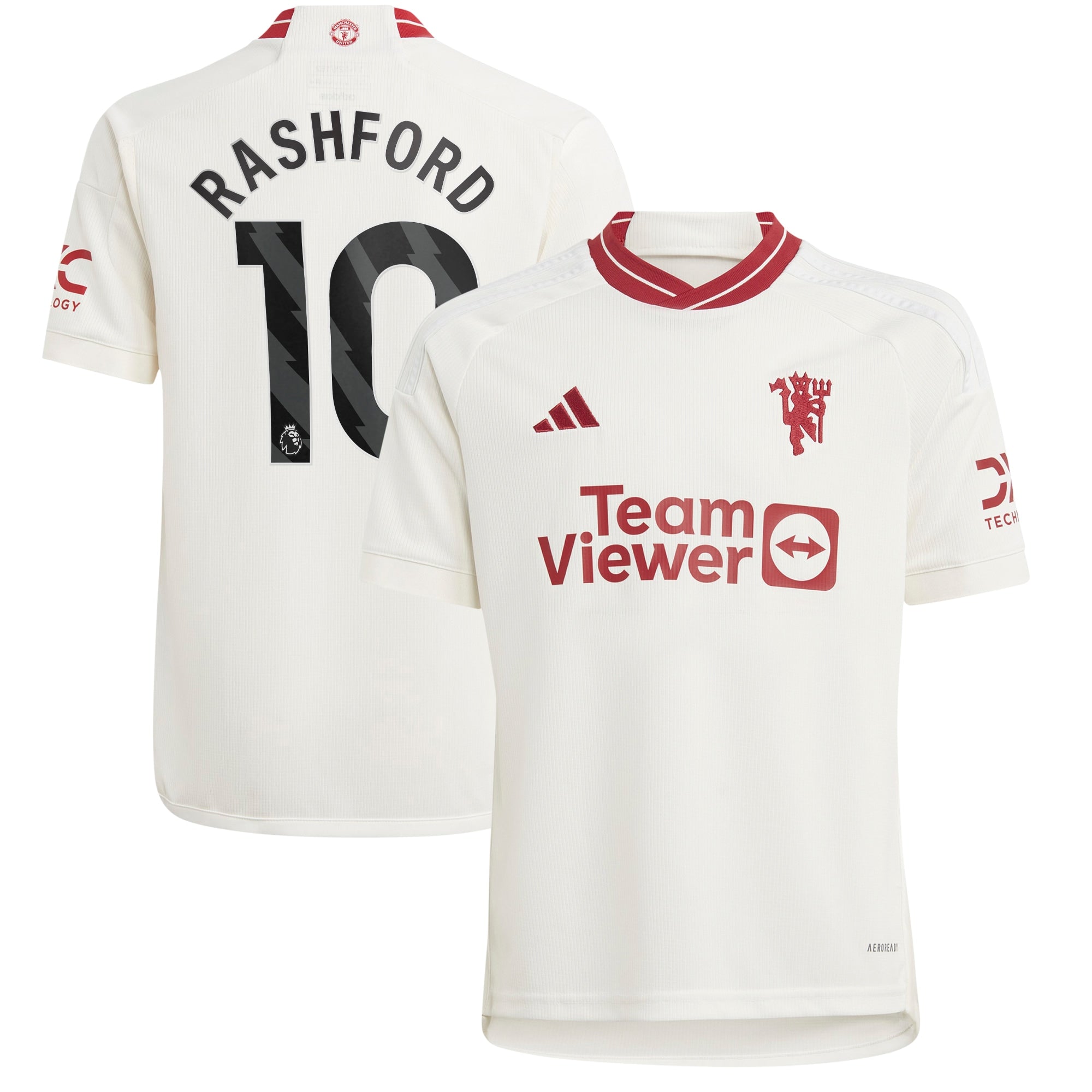 Marcus Rashford Manchester United adidas Youth 2023/24 Away Replica Player Jersey - Green/White