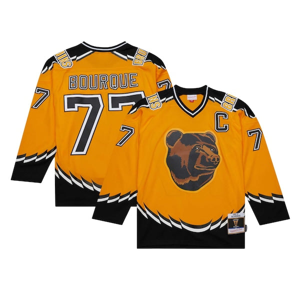 Ray Bourque Boston Bruins  1996/97 Captain Patch Blue Line Player Jersey - Gold