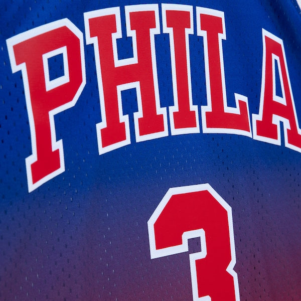 Allen Iverson Philadelphia 76ers 1996/97 Hardwood Classics Fadeaway Swingman Player Jersey - Red/Royal