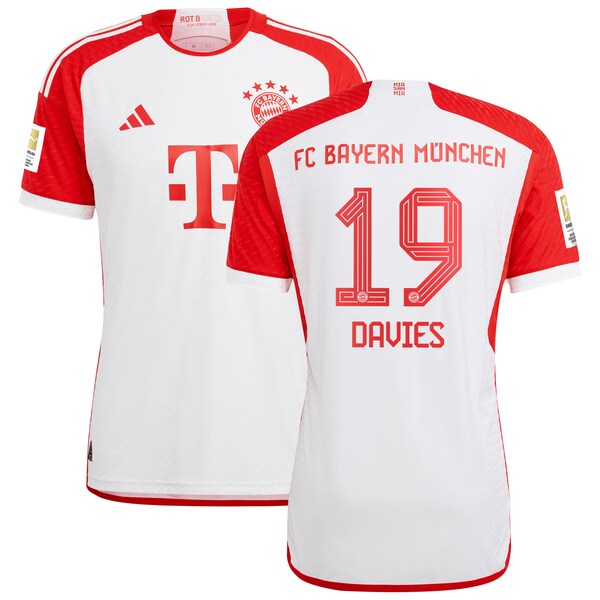 Alphonso Davies Bayern Munich adidas 2023/24 Home Authentic Jersey - White/Black
