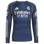 Los Merengues adidas 2025/26 Away Authentic Long Sleeve Custom Jersey - Blue/White