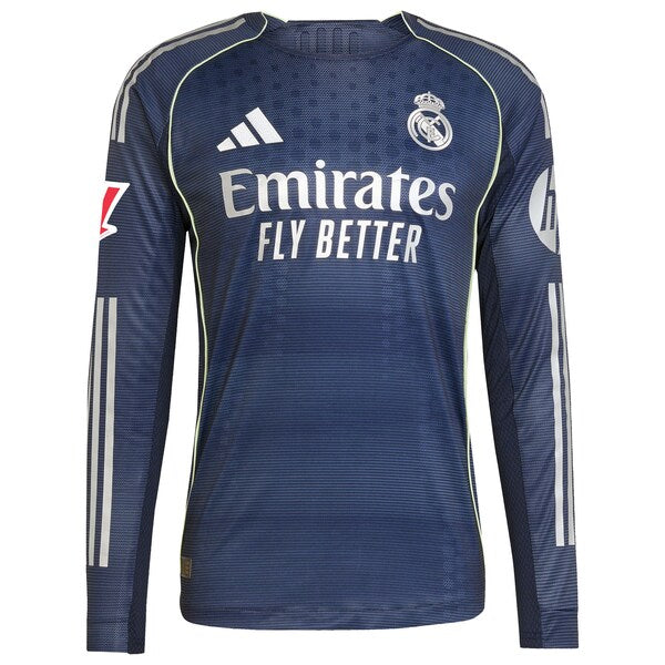 Los Merengues adidas 2025/26 Away Authentic Long Sleeve Custom Jersey - Blue/White