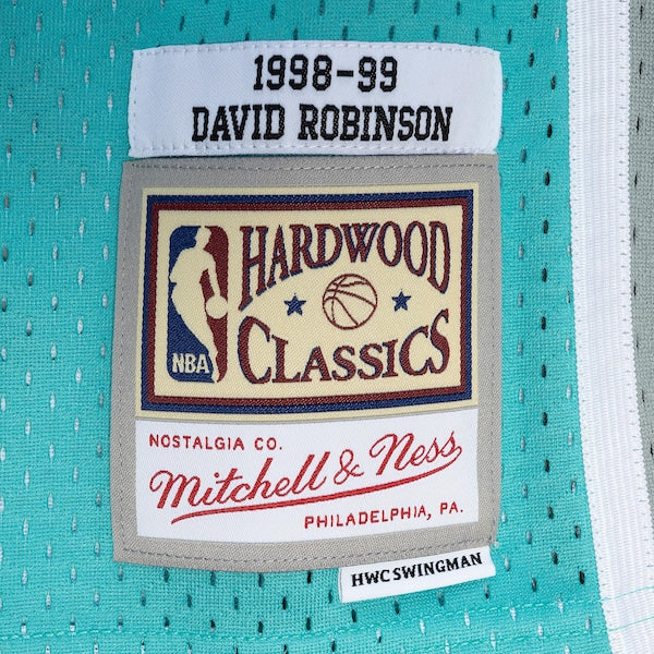 David Robinson San Antonio Spurs Hardwood Classics 1998/99 Split Swingman Jersey - Black/Teal
