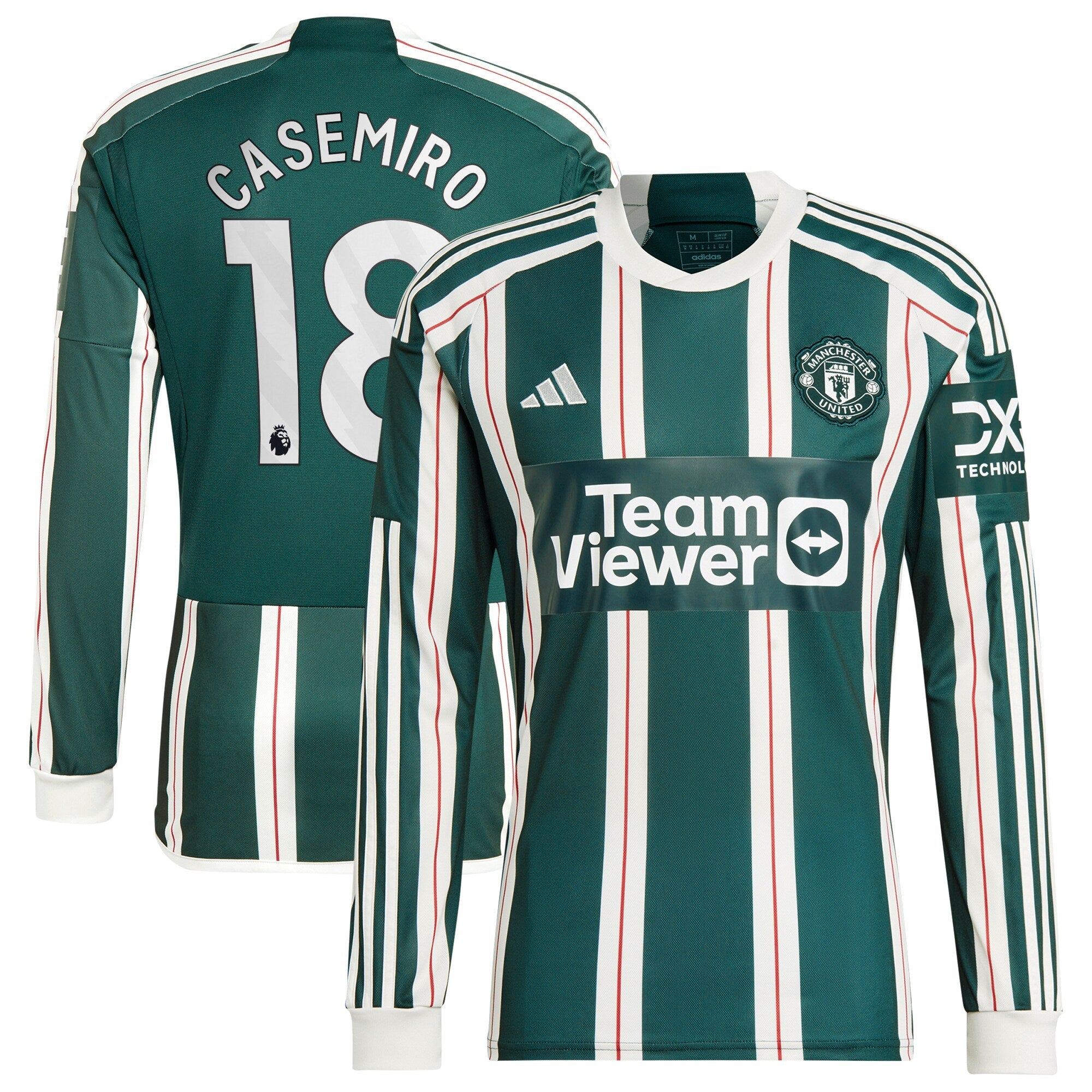 Casemiro Manchester United adidas 2023/24 Home Authentic Long Sleeve Player Jersey - Red/Green