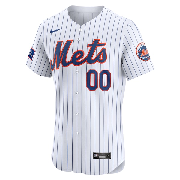 New York Mets Nike Home Elite Custom Patch Jersey - White