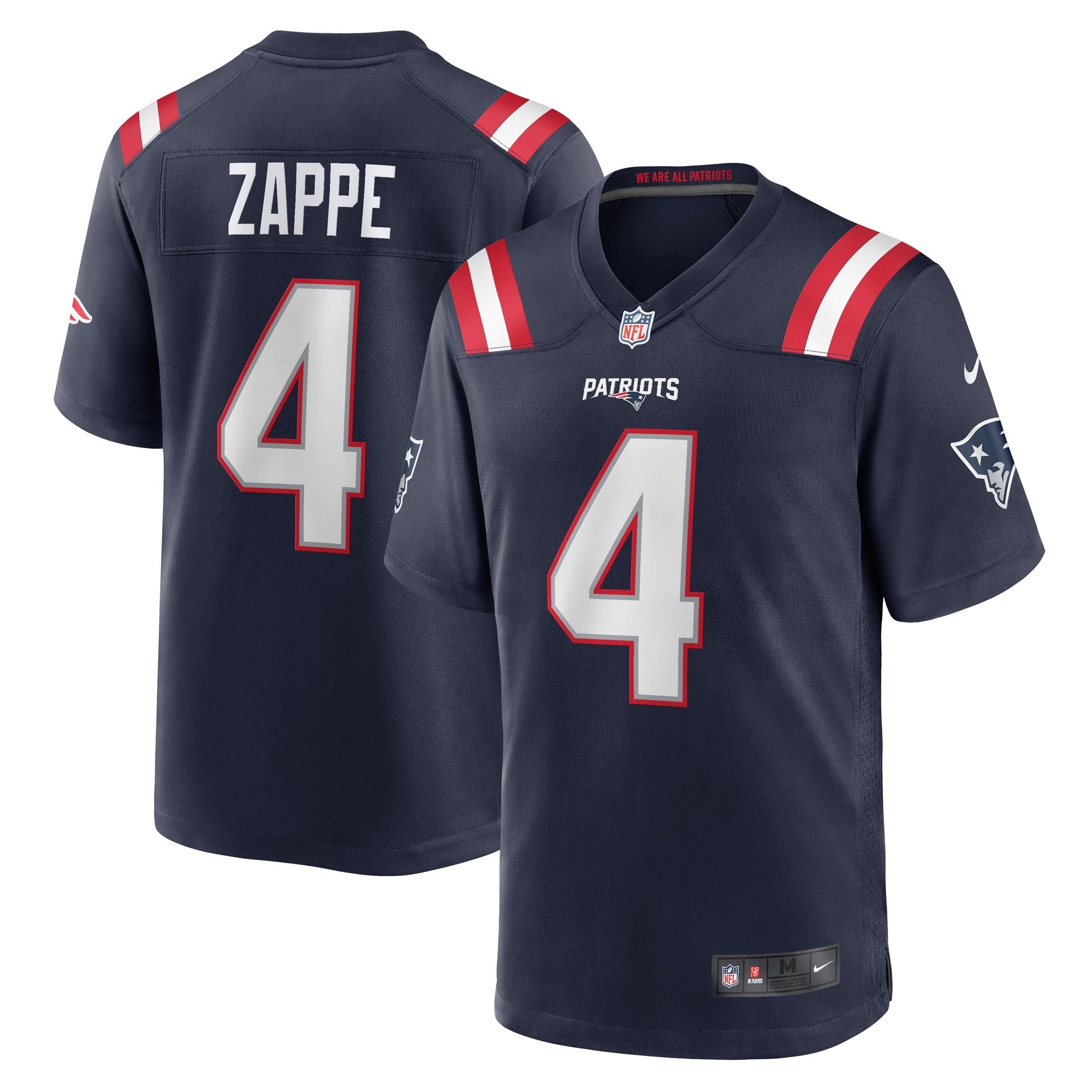 Bailey Zappe New England Patriots Nike Alternate Game Player Jersey - Red/Navy/White