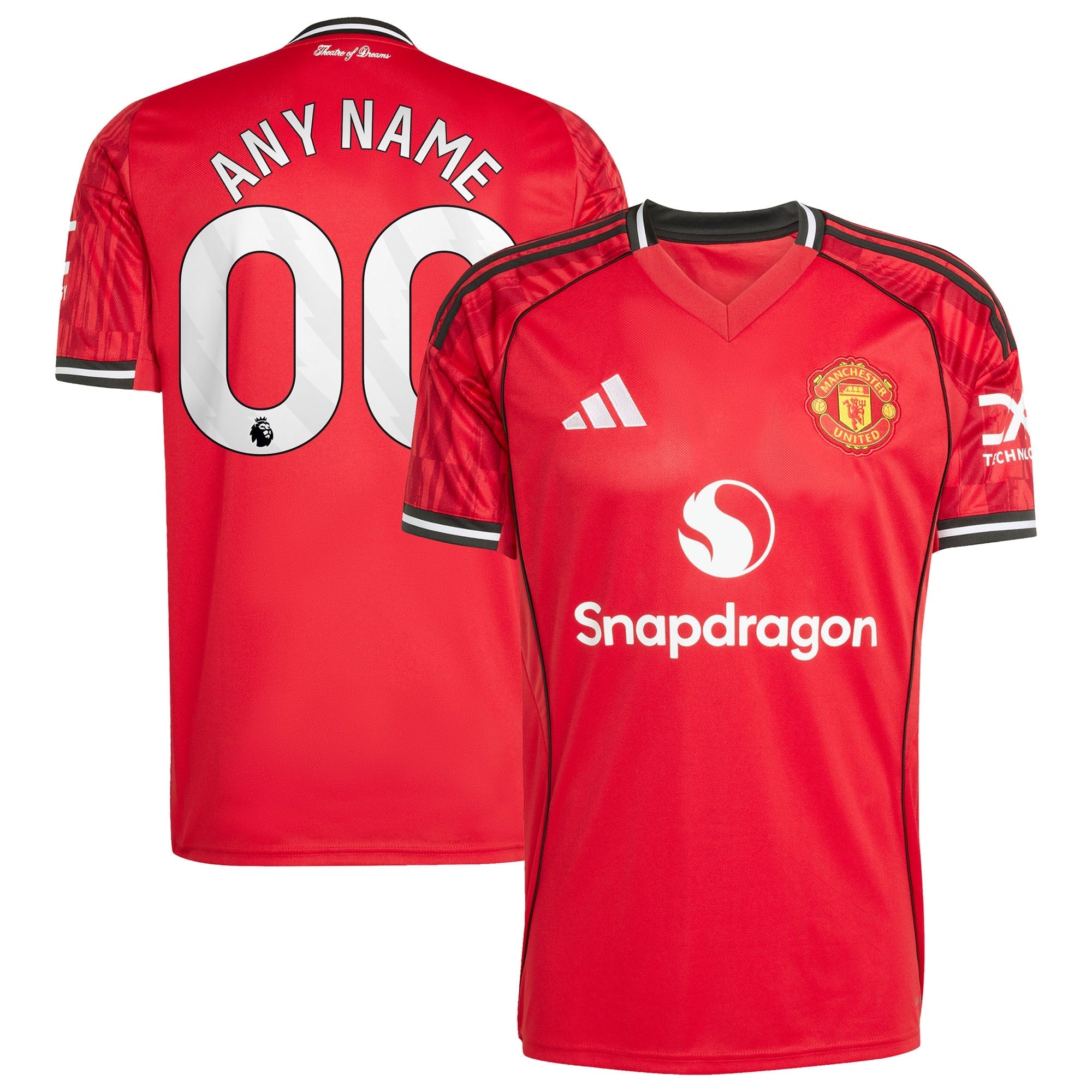 Manchester United adidas 2025/26 Third Replica Custom Jersey - Black/Red/White