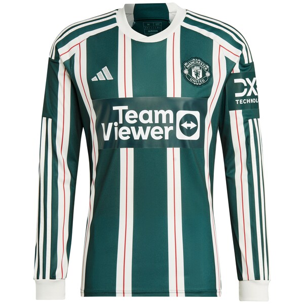 Mason Mount Manchester United adidas 2023/24 Away Long Sleeve Replica Player Jersey - Green/Red