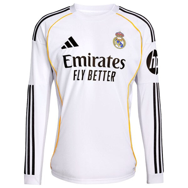 Jude Bellingham Los Merengues adidas 2025/26 Home Replica Long Sleeve Jersey - White