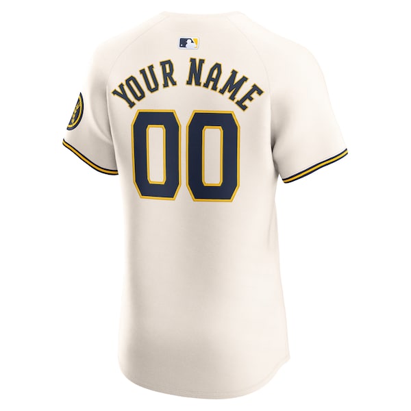 Milwaukee Brewers Nike Home Elite Custom Jersey - Cream