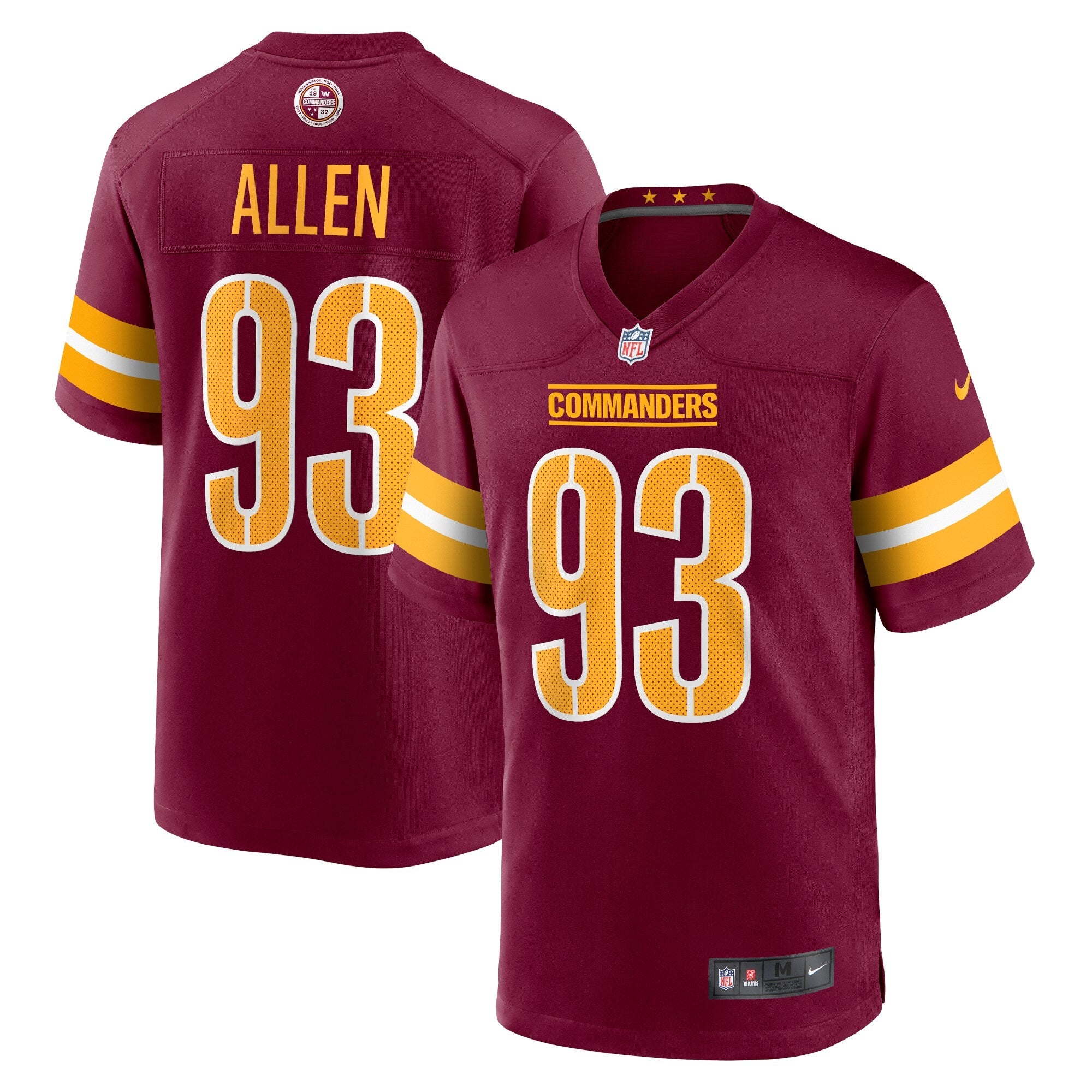 Jonathan Allen Washington Commanders Nike Alternate Game Player Jersey - Black/Burgundy/White