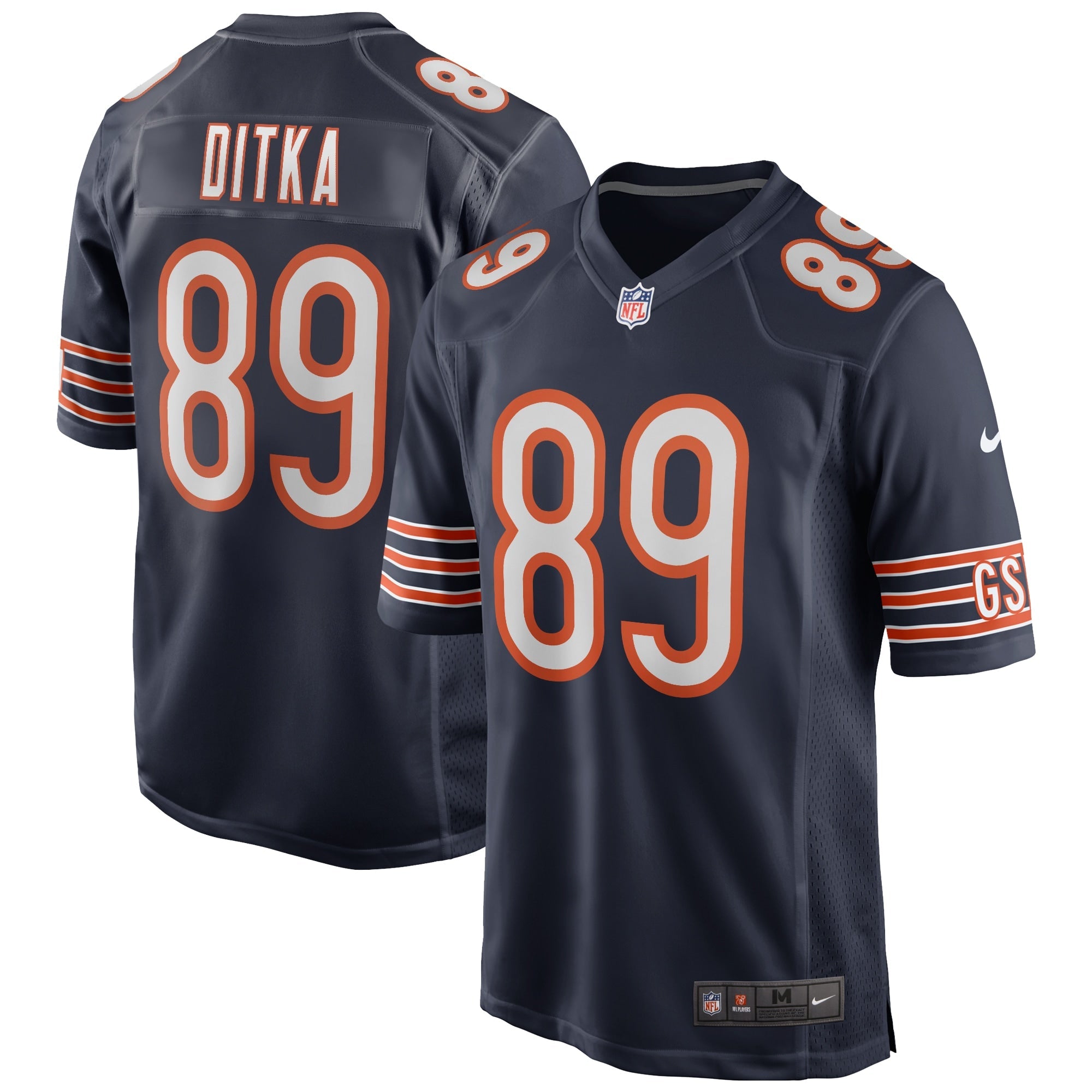 Mike Ditka Chicago Bears Nike Retired Player Game Jersey - White/Navy/Orange