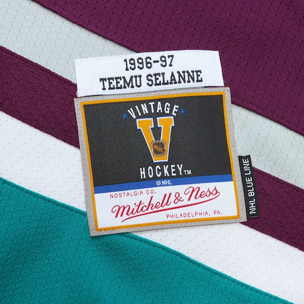 Teemu Selanne Anaheim Ducks  1996/97 Alternate Captain Patch Blue Line Player Jersey - Purple