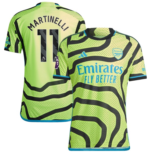 Gabriel Martinelli Arsenal adidas 2023/24 Away Authentic Player Jersey - Yellow/Red