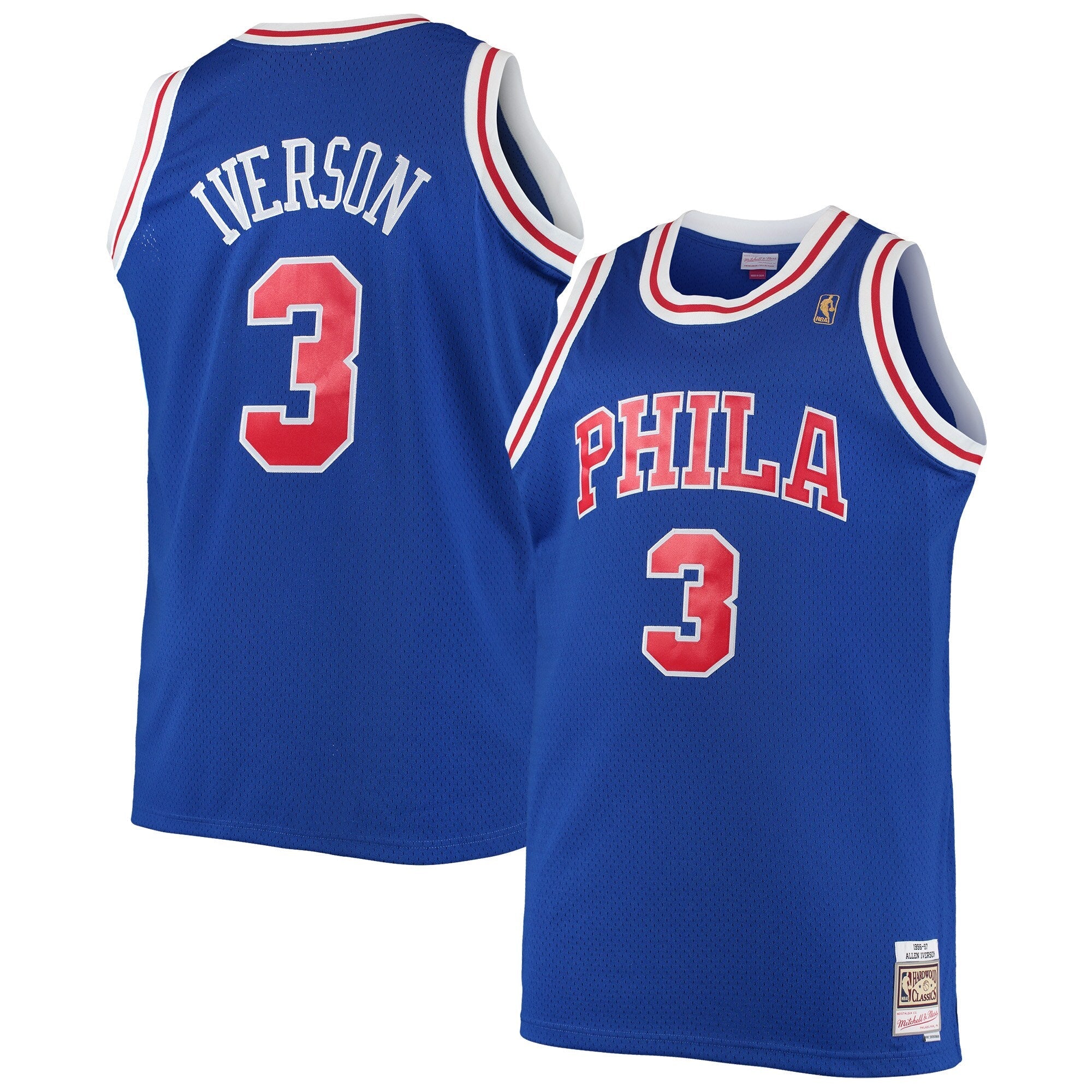 Allen Iverson Philadelphia 76ers 2000/01 Big & Tall Hardwood Classics Swingman Jersey - Black/Red/Royal/White