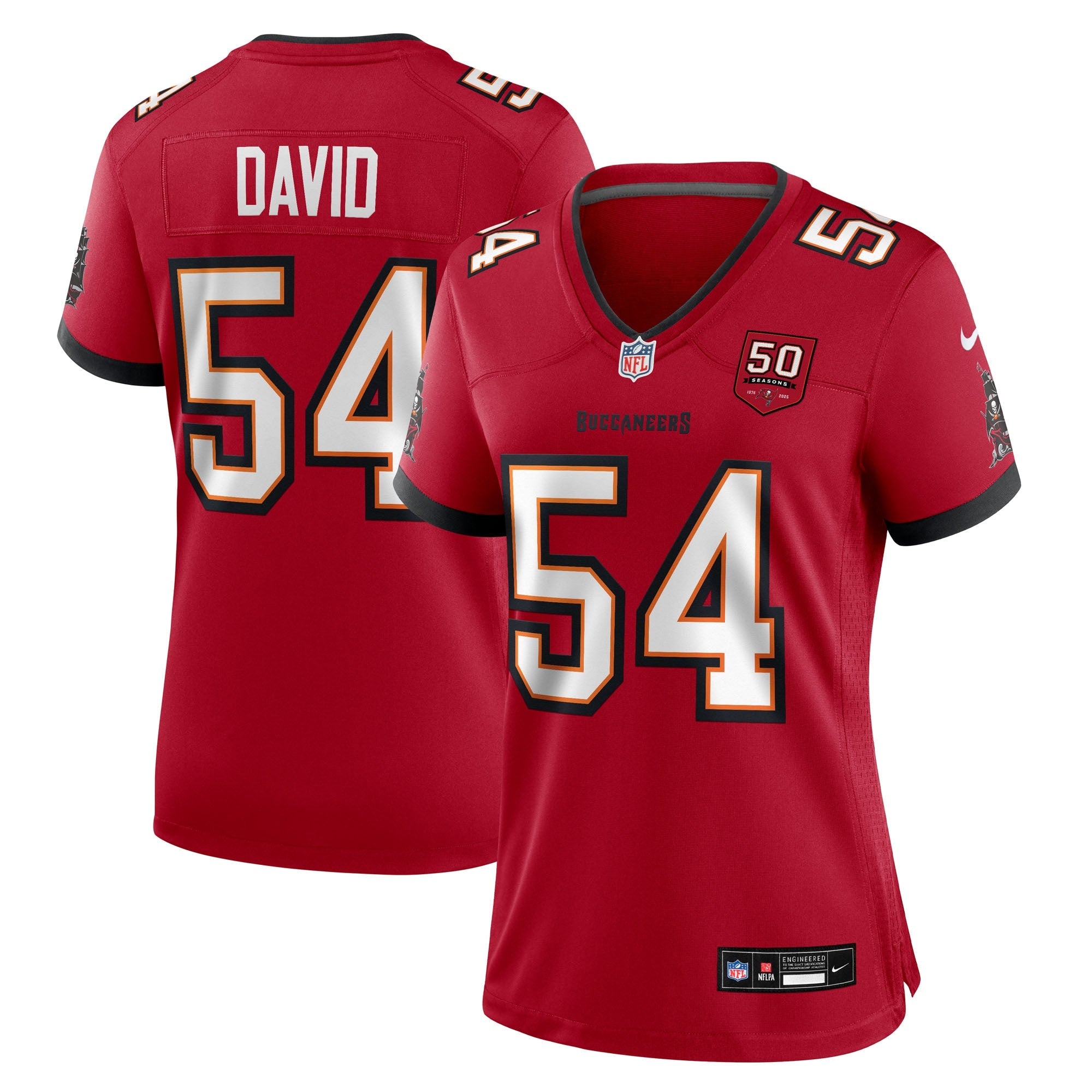 Lavonte David  Tampa Bay Buccaneers Nike Women's 50th Season Game Jersey - Creamsicle/Red/White
