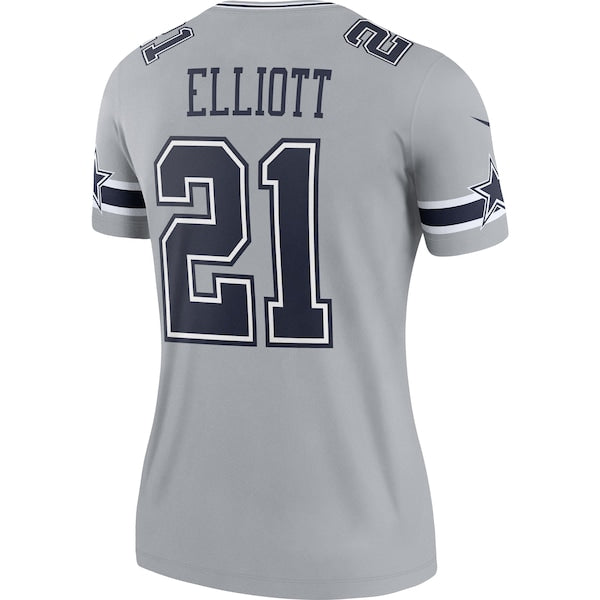 Ezekiel Elliott Dallas Cowboys Nike Women's Inverted Legend Jersey - Gray