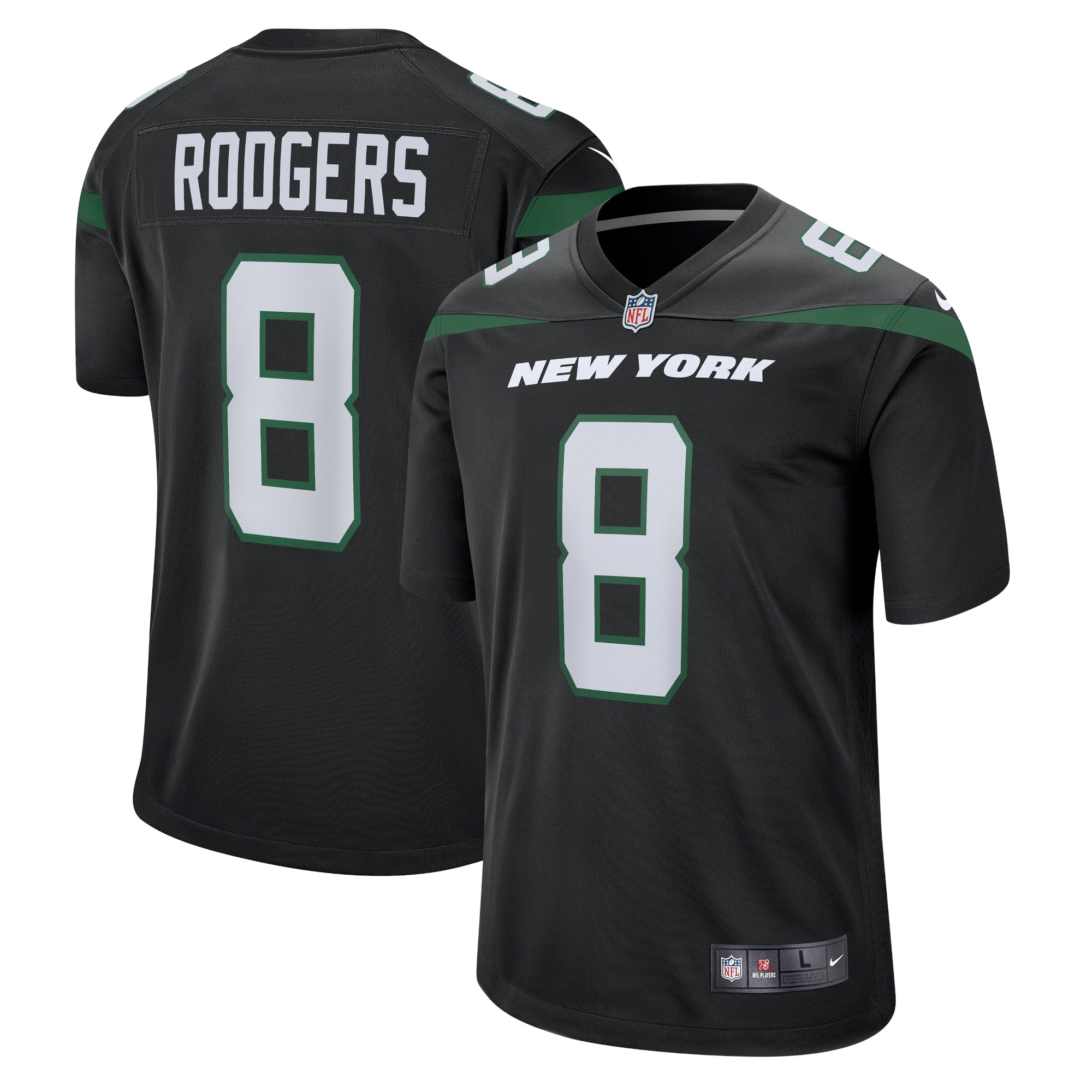 Aaron Rodgers New York Jets Nike Game Jersey - White/Black/Green