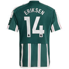 Christian Eriksen Manchester United adidas Youth 2023/24 Away Replica Player Jersey - Green/White