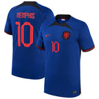 Memphis Depay Netherlands National Team Nike 2022/23 Away Breathe Stadium Replica Player Jersey - Blue