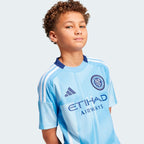 New York City FC adidas Youth 2025 The Excelsior Kit Replica Jersey - Light Blue