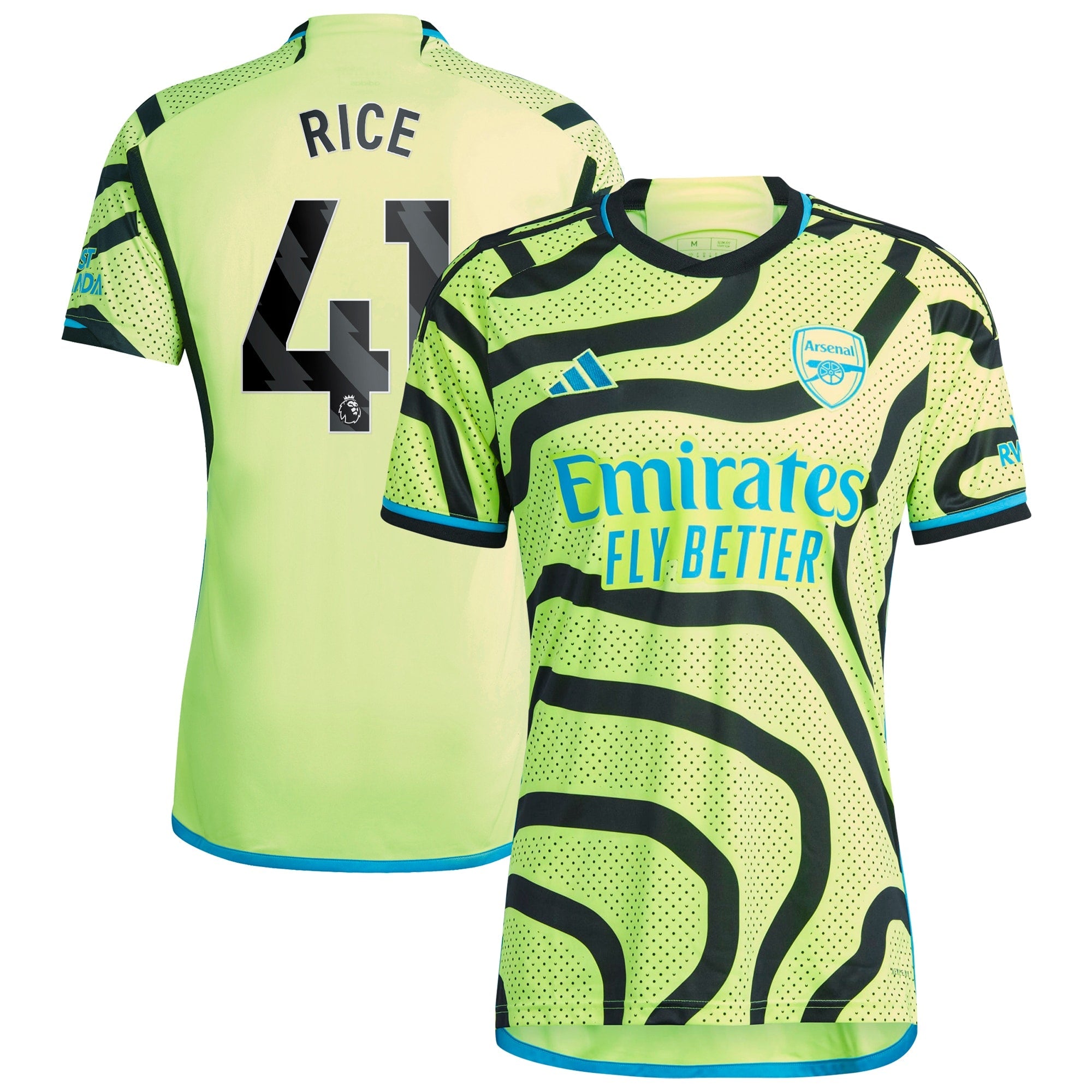 Declan Rice Arsenal adidas 2023/24 Third Replica Player Jersey - Green/Yellow