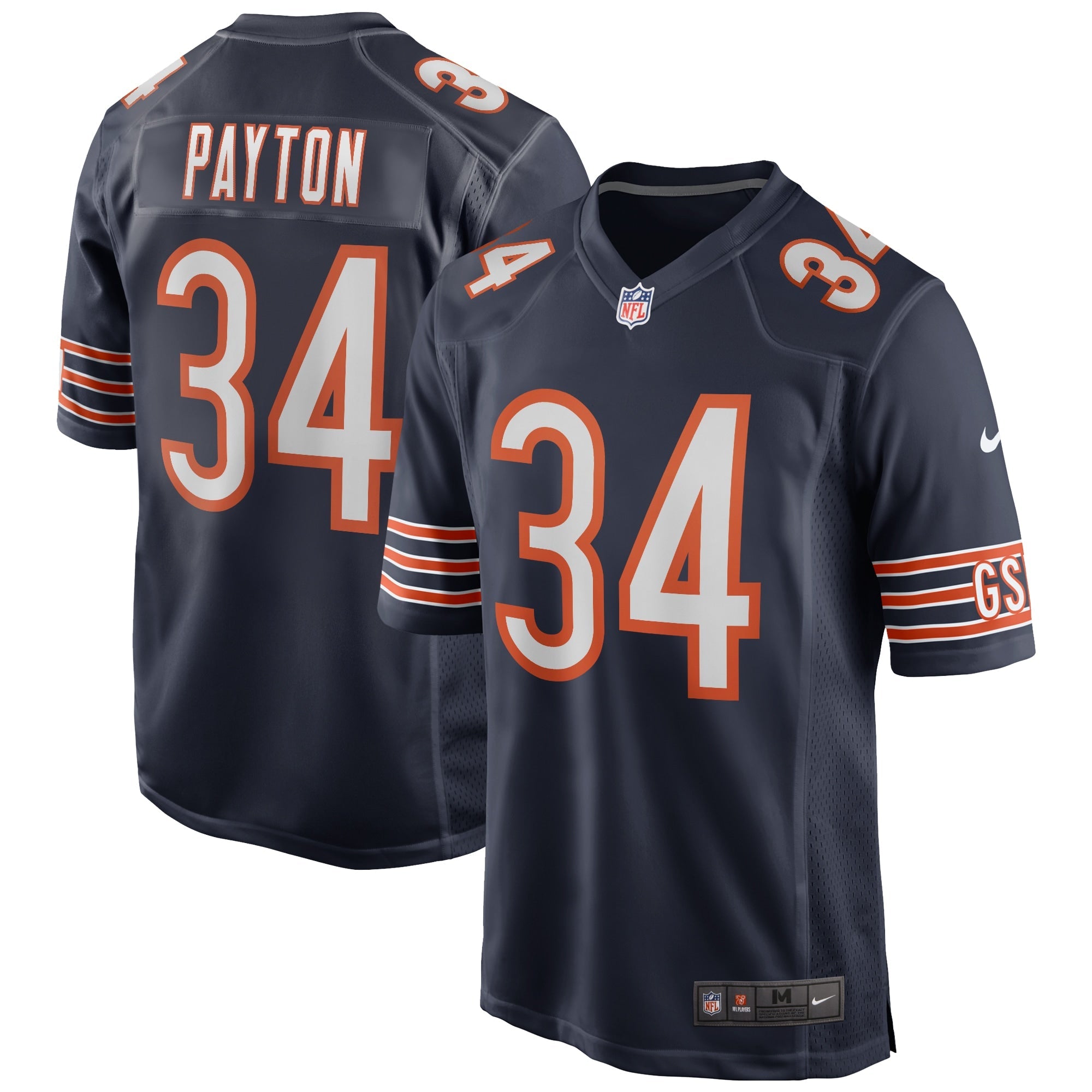 Walter Payton Chicago Bears Nike Retired Player Away Game Jersey - White/Navy/Orange