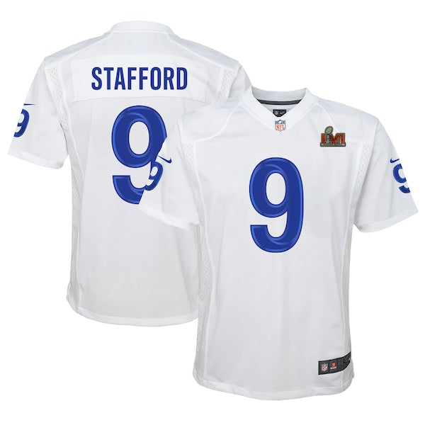 Matthew Stafford Los Angeles Rams Nike Youth Super Bowl LVI Game Patch Jersey - White