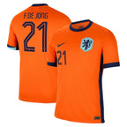 Frenkie de Jong Netherlands National Team Nike 2024 Home Replica Jersey - Orange