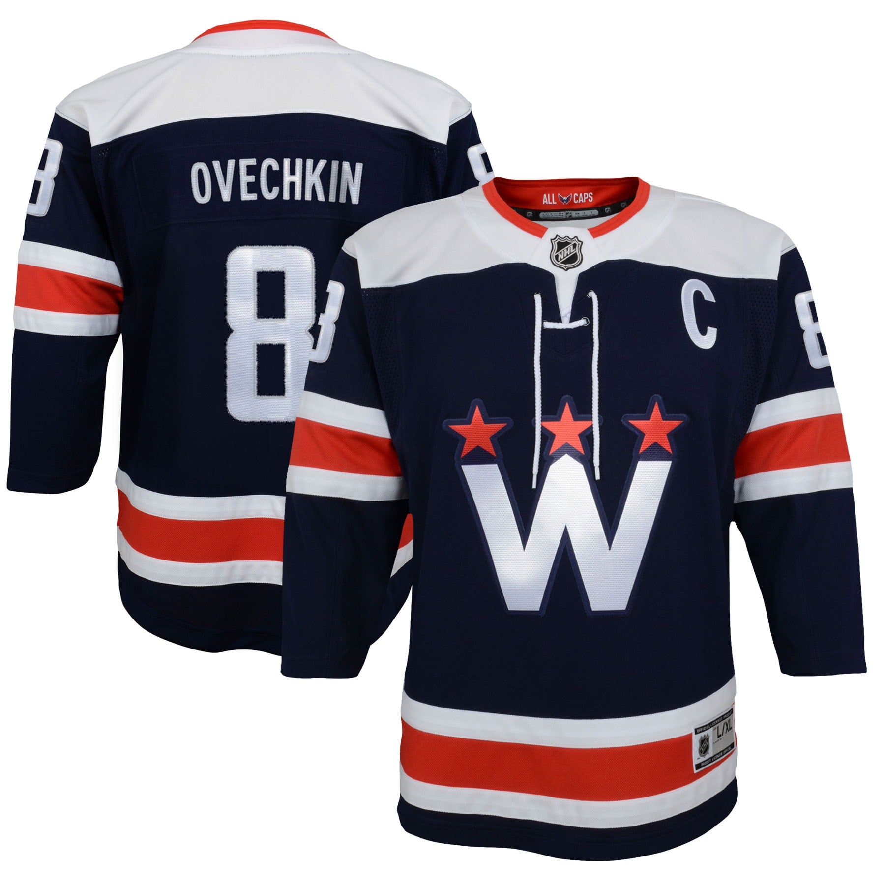 Alexander Ovechkin Washington Capitals Youth Alternate 50th Anniversary Premier Player Jersey - Black/Navy