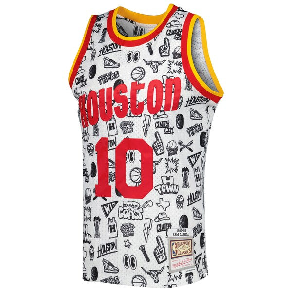 Sam Cassell Houston Rockets 1993/94 Hardwood Classics Doodle Swingman Jersey - White