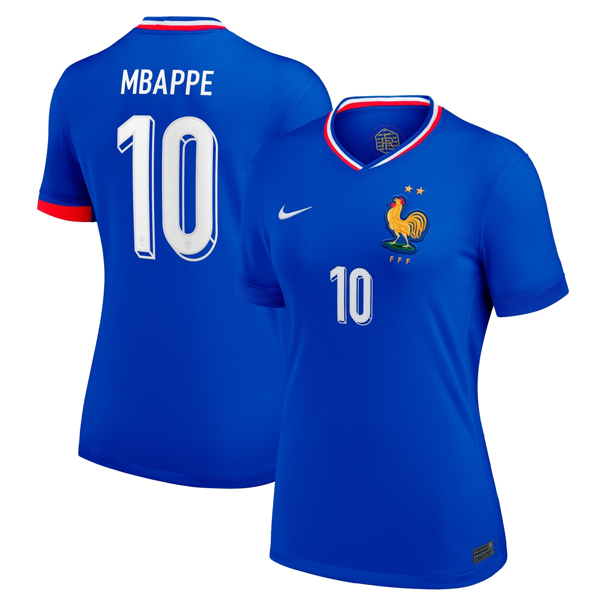 Kylian Mbappe France National Team Nike Women's 2024 Away Replica Jersey - White/Blue