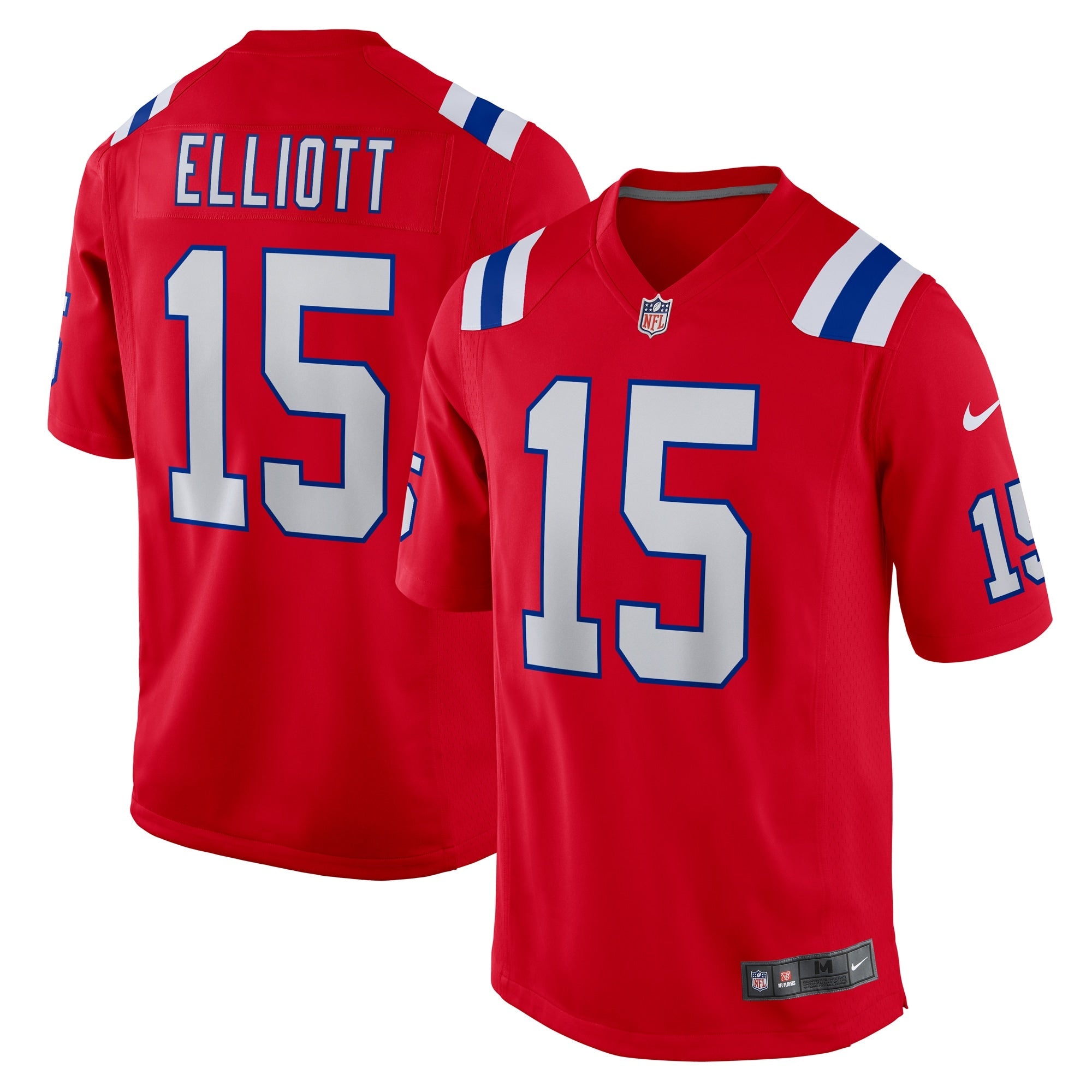 Ezekiel Elliott New England Patriots Nike Game Player Jersey - White/Navy/Red