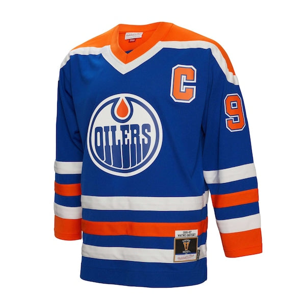 Wayne Gretzky Edmonton Oilers Captain Patch 1986/87 Blue Line Player Jersey - Youth - Royal