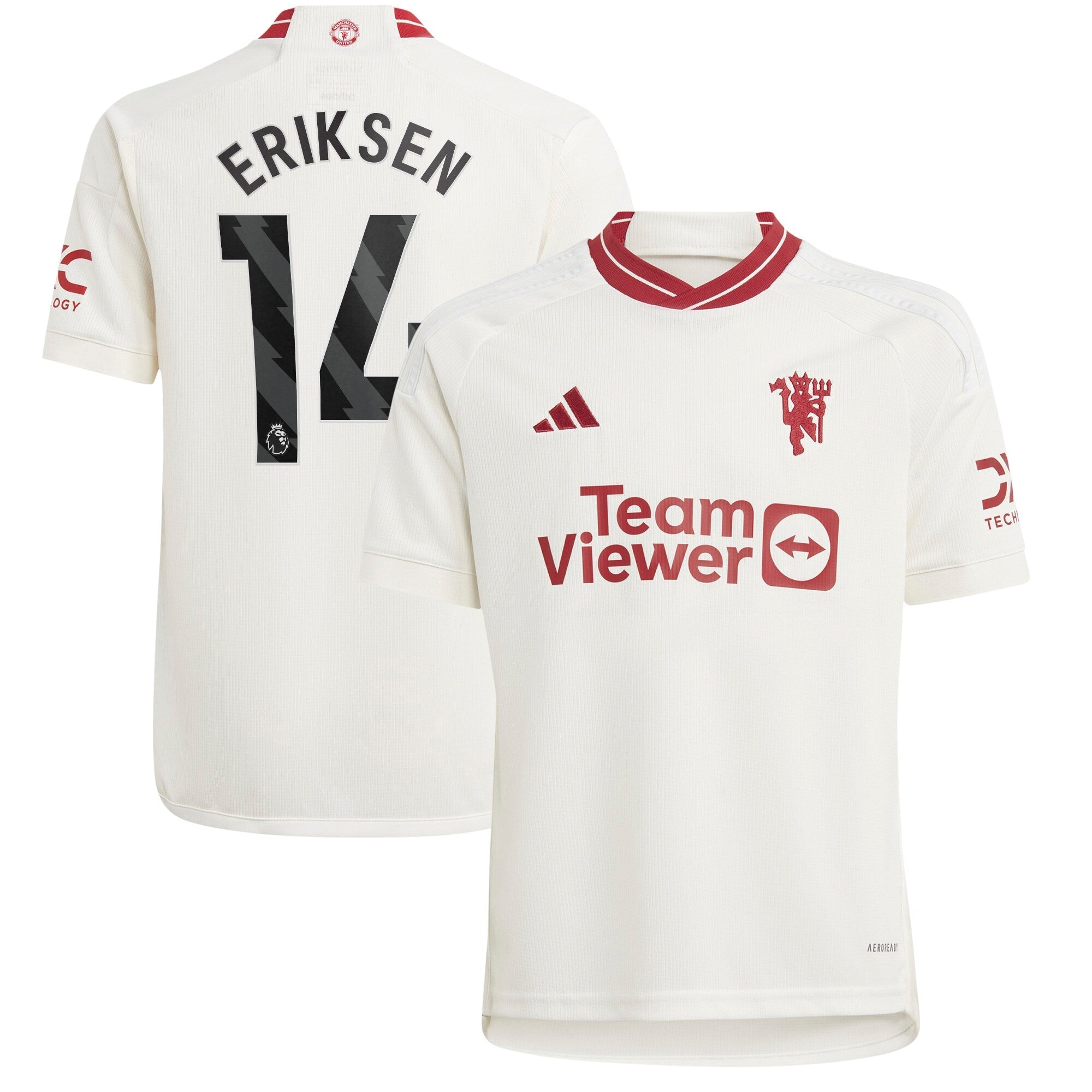 Christian Eriksen Manchester United adidas Youth 2023/24 Away Replica Player Jersey - Green/White