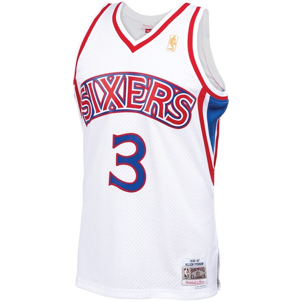 Allen Iverson Philadelphia 76ers  1996/97 Hardwood Classics Swingman Jersey - White/Red/Royal/Black