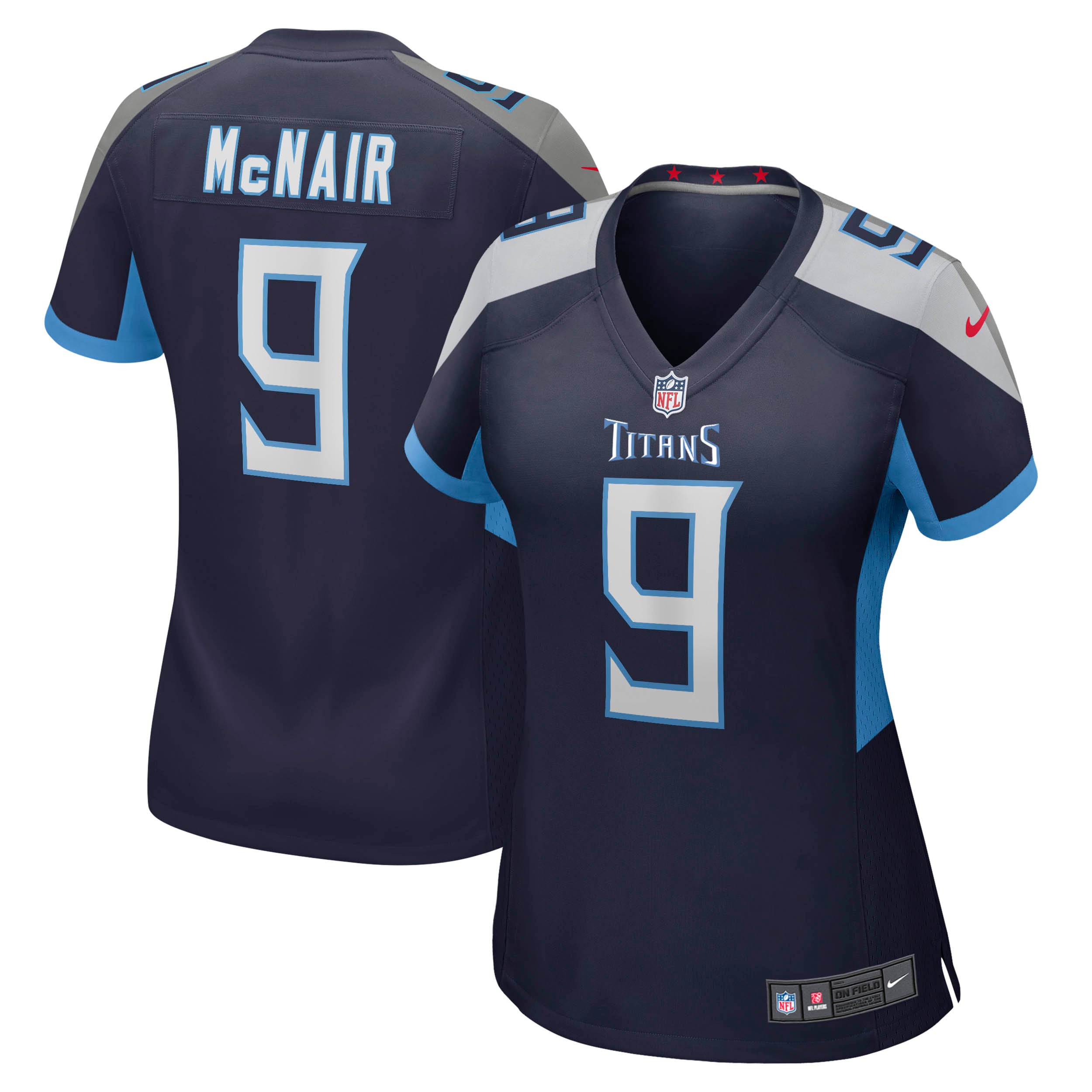 Steve McNair Tennessee Titans Nike Women's Oilers Throwback Retired Player Game Jersey - Light Blue/Navy