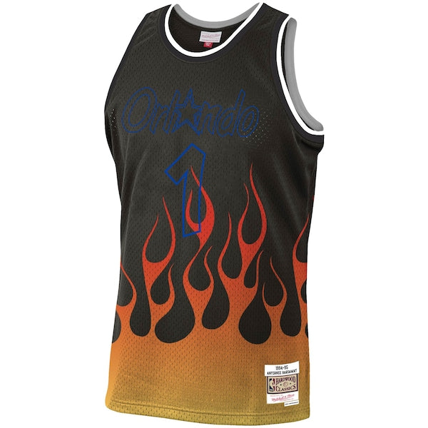 Penny Hardaway Orlando Magic 1994/95 Hardwood Classics Flames Swingman Jersey - Black