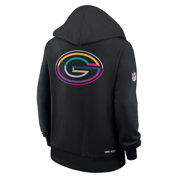 Green Bay Packers Nike Women's 2025 NFL Crucial Catch Sideline Standard Issue Dri-FIT Hoodie - Black