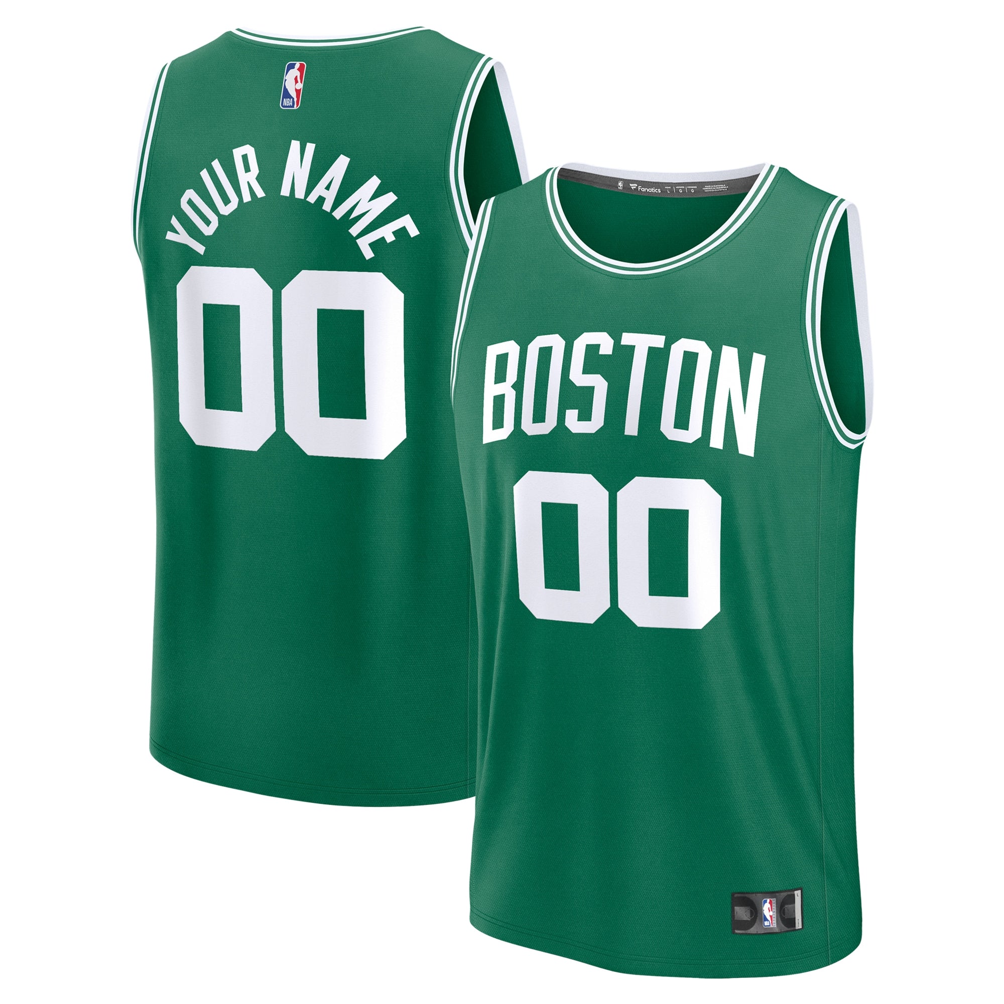 Boston Celtics  Fast Break Custom Jersey - Association Edition - White/Kelly Green/Black