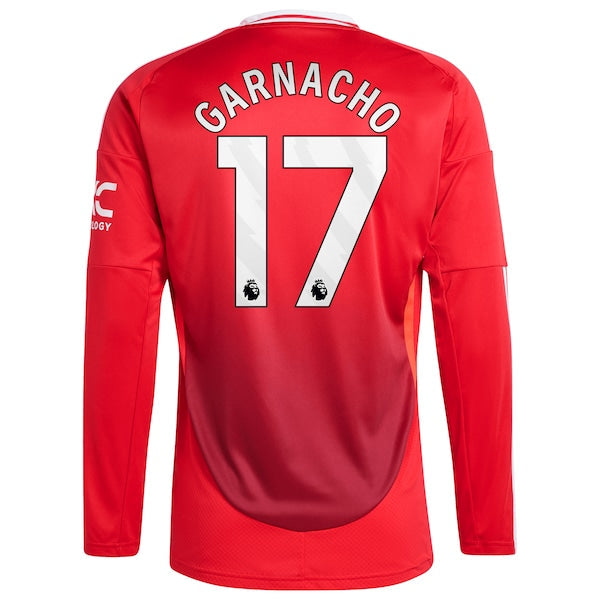 Alejandro Garnacho Manchester United 2024/25 Home Long Sleeve Replica Player Jersey - Red
