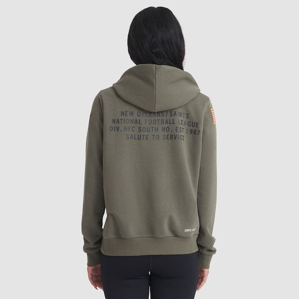 New Orleans Saints Nike Women's 2025 Salute to Service Sideline Standard Issue Dri-FIT Hoodie - Olive