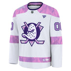 Anaheim Ducks  2024 Hockey Fights Cancer Custom Practice Jersey - White