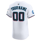 Miami Marlins Nike Home Elite Sponsor Patch Custom Jersey - White
