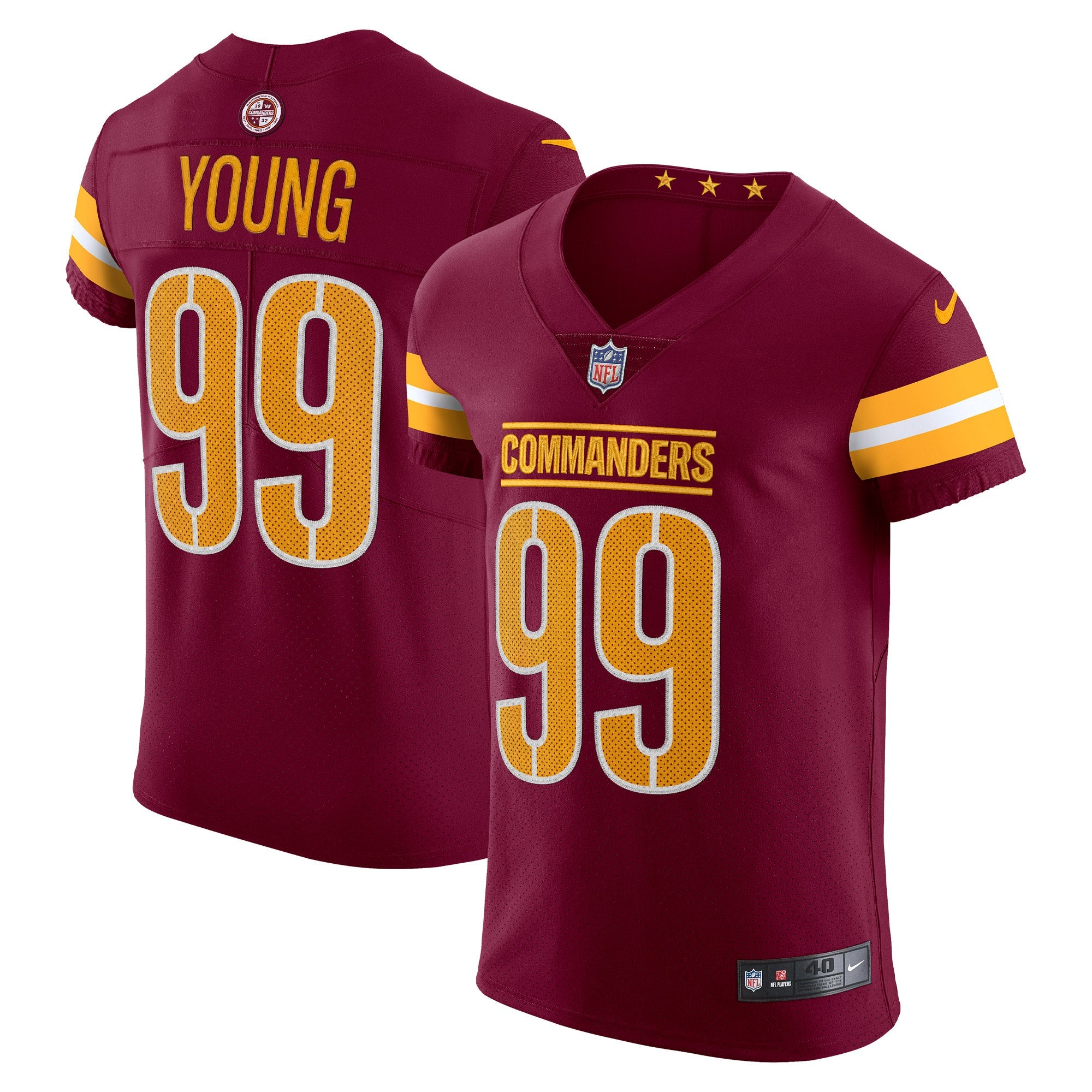 Chase Young Washington Commanders Nike Alternate Vapor Elite Jersey - Black/Burgundy/White