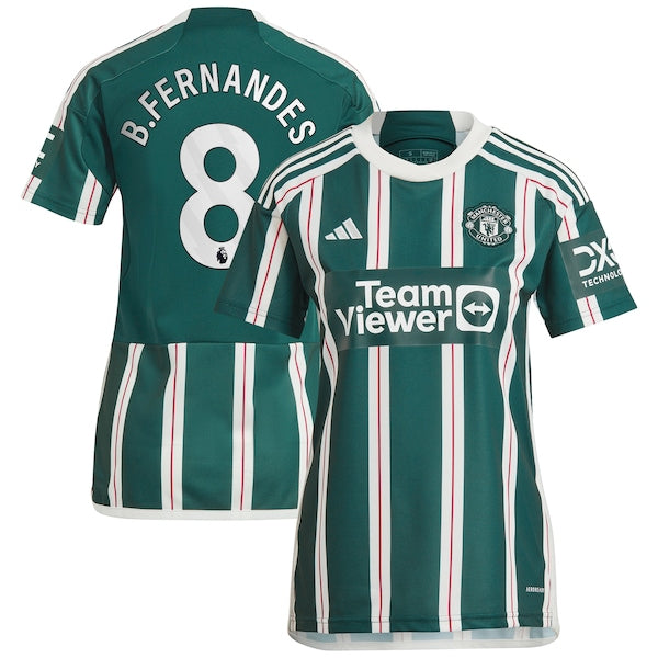 Bruno Fernandes Manchester United adidas Women's 2023/24 Away Replica Player Jersey - Green/Red