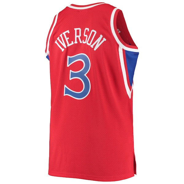 Allen Iverson Philadelphia 76ers 1996/97 Big & Tall Hardwood Classics Swingman Jersey - Red/Black/Royal/White