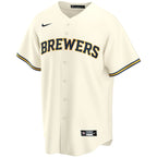 Milwaukee Brewers Nike Youth Home Replica Custom Jersey - Cream