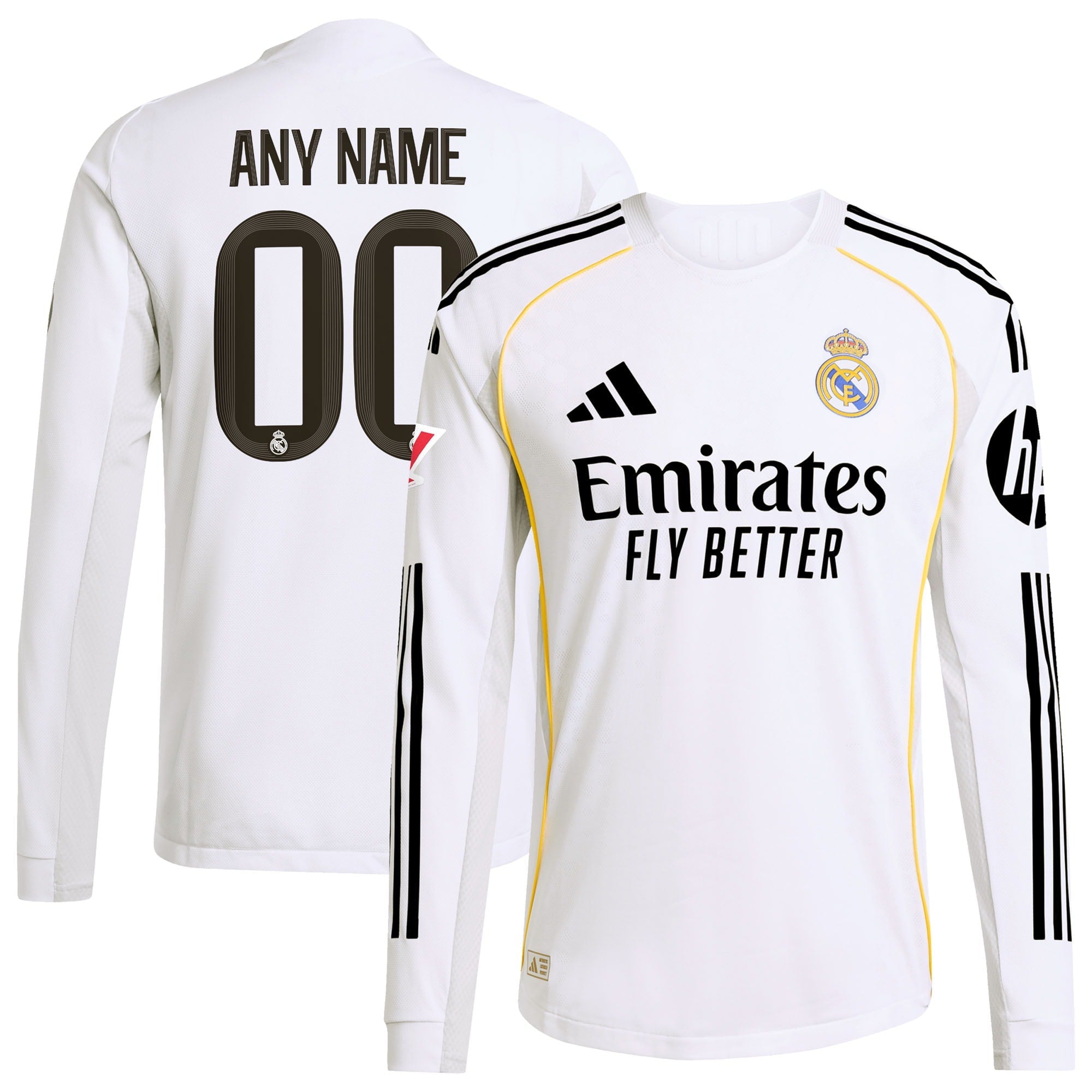 Los Merengues adidas 2025/26 Away Authentic Long Sleeve Custom Jersey - Blue/White